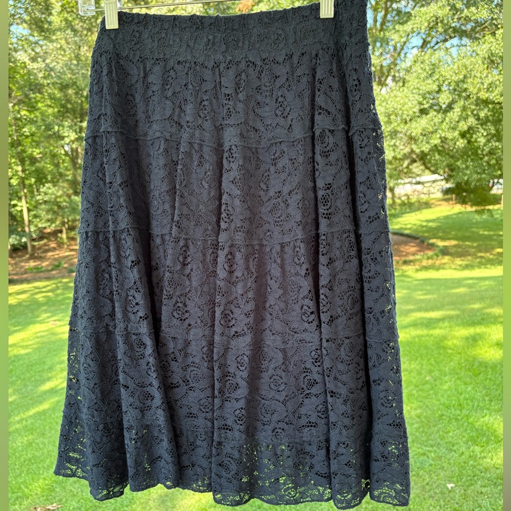 Roz & Ali Dark Navy Lace Skirt Women’s Size 1X